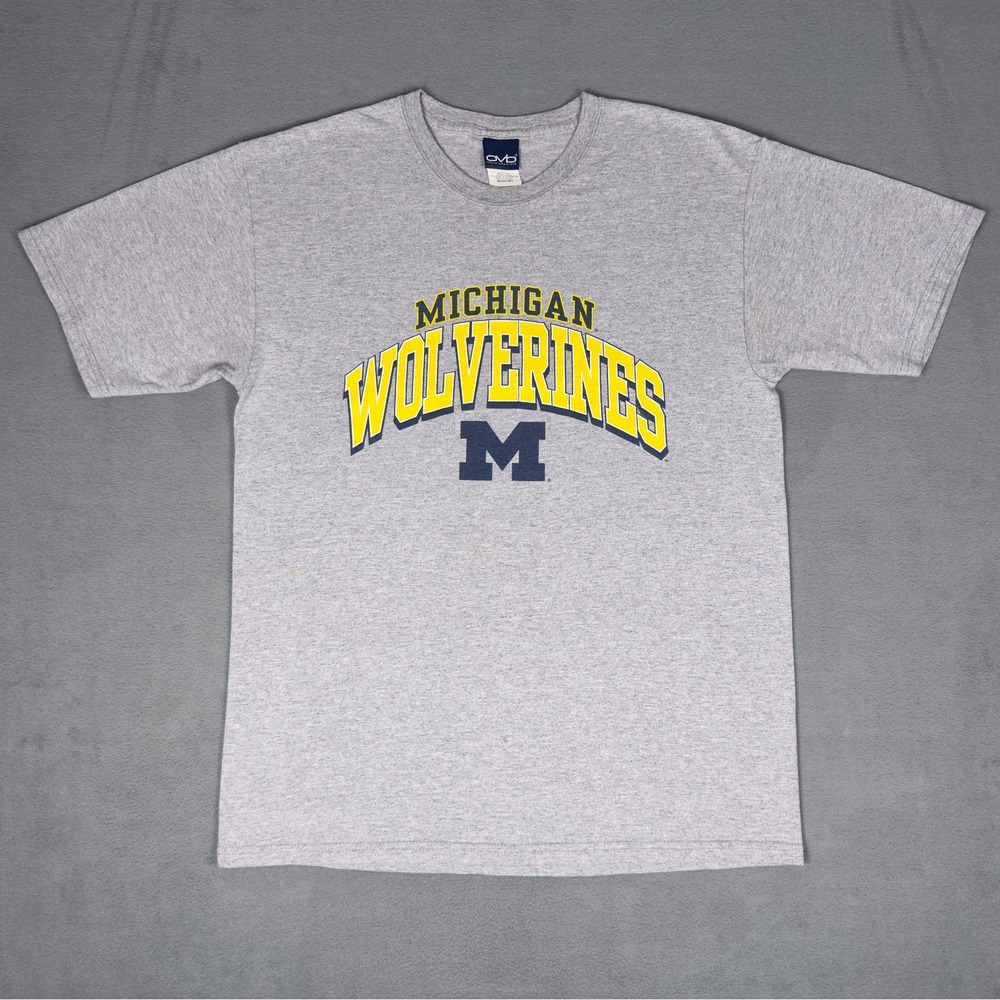 Michigan Wolverines Heather Gray Graphic T-Shirt NCAA College Block M Logo Tee M